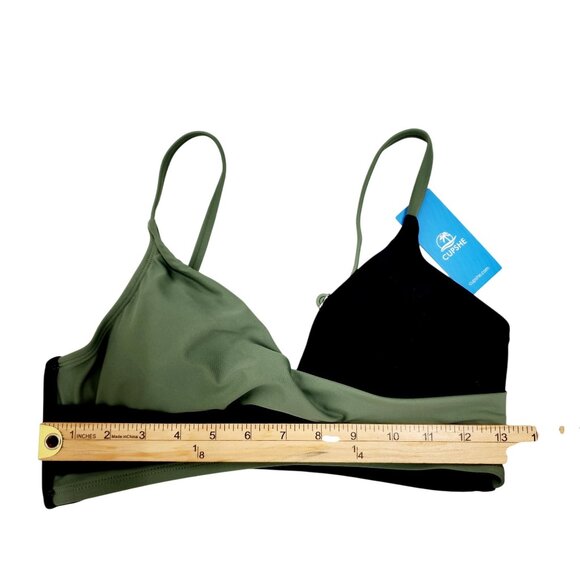 Cupshe Womens Waisted Two Piece Bikini Set Black Green Size S Adjustable Straps - Picture 5 of 8